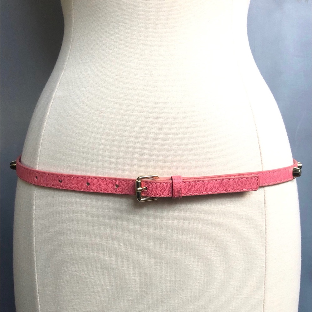 H&M bubblegum pink gold studded skinny belt